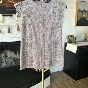 Cable & Gauge Lace Top in Soft Lavender